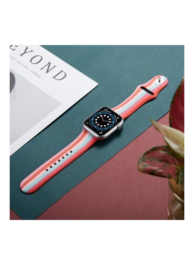 NIBEMINENT Rainbow Silicone Strap Watchband For Apple Watch Series 7/6/SE/5/4/3/2/1 41/40/38mm Multicolour - Image 4