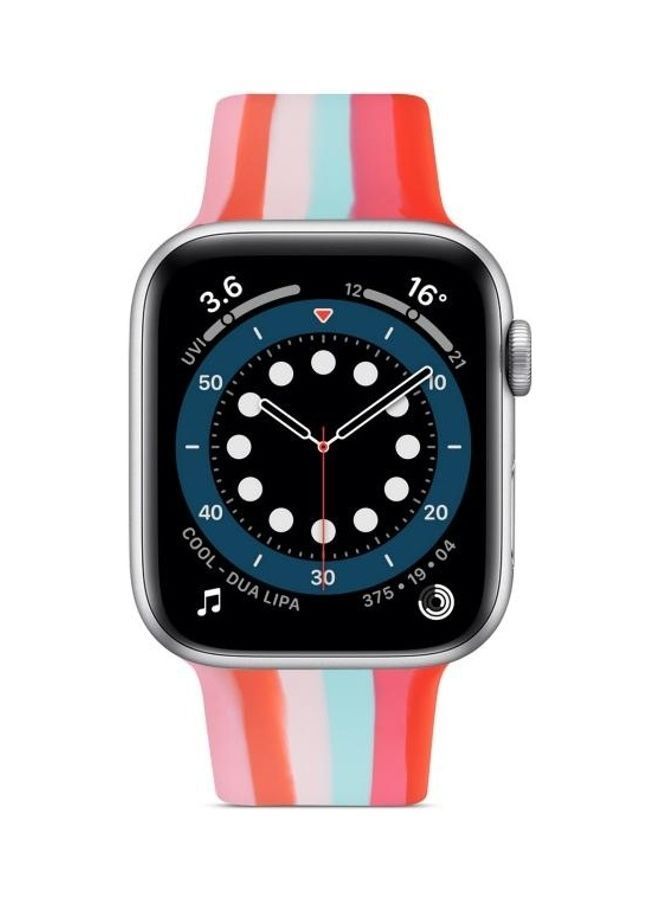 NIBEMINENT Rainbow Silicone Strap Watchband For Apple Watch Series 7/6/SE/5/4/3/2/1 41/40/38mm Multicolour - Image 2