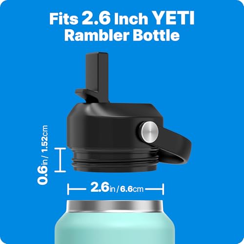 Bluwing Straw Lid for Yeti Rambler Water Bottle 18 26 36 64 oz, Replacement Lids with Straw for YETI Rambler Bottle, BPA Free (Black) - Image 4