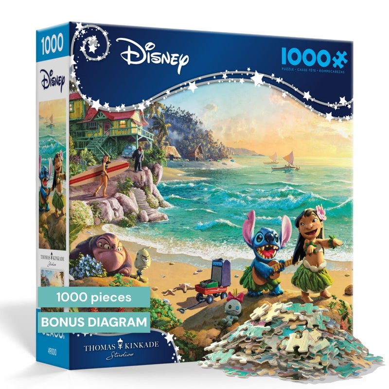Ceaco - Thomas Kinkade Disney Lilo & Stitch 1000 Piece Jigsaw Puzzle, Premium Recycled Board, Made in USA, Includes Full-Color Poster, 26.75 x 19.75 in - Image 1