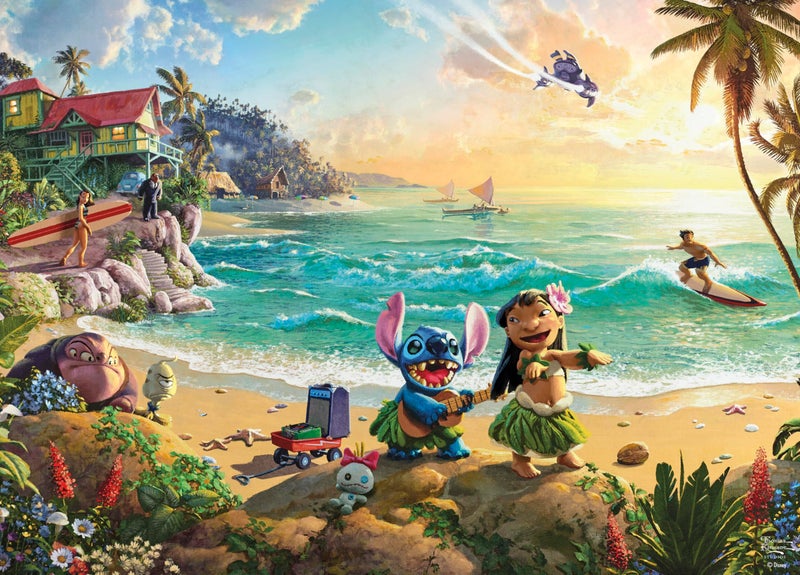 Ceaco - Thomas Kinkade Disney Lilo & Stitch 1000 Piece Jigsaw Puzzle, Premium Recycled Board, Made in USA, Includes Full-Color Poster, 26.75 x 19.75 in - Image 2