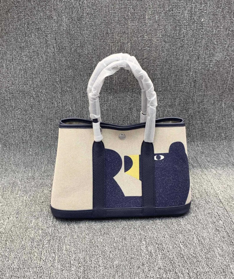 Graffiti Garden Bag Imported Linen Top Layer Cowhide Painted Women'S Bag Handbag Shoulder Crossbody Bag - Image 1