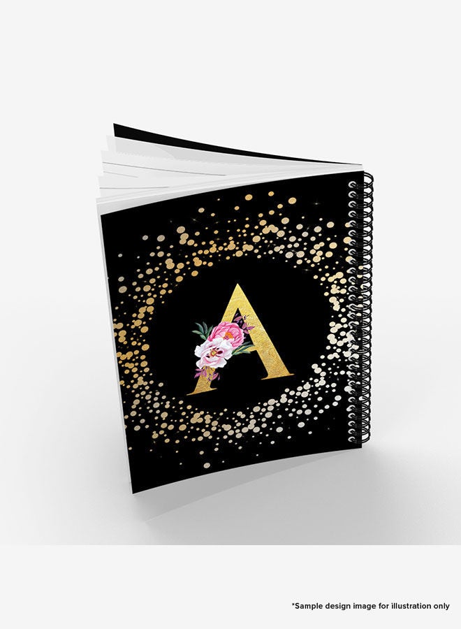 Designer A5 Spiral Notebook Memo Notepad Journal - Custom Monogram Initial Letter Floral Pattern Alphabet - Z - Black