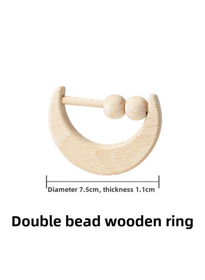 Bedside Hand-cranking Wooden Bell Infant Beech Enlightenment Teaching Aids Pod Hand Rattle Exercise Hand-eye Coordination Ability-Color:Moon Gear Holder - Image 1