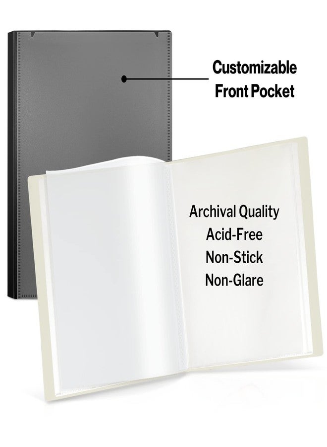 CRANBURY Portfolio Binder for 8x10 Photos (Black), Poly Plastic 8 x 10 Art Presentation Book with Clear Plastic Sleeves, 24 Pages Hold 48 Pictures, 10x8 Photo Book with Customizable Front Pocket - Image 4
