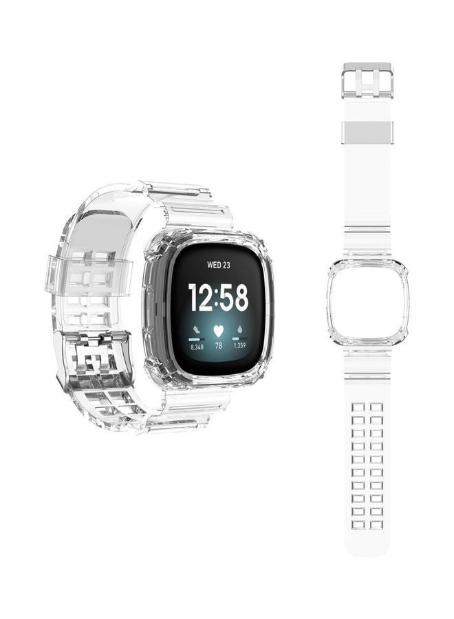NIBEMINENT Ice Case Replacement Band For Fitbit Versa 3 Clear  - Image 1
