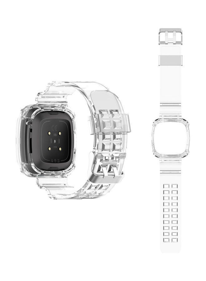 NIBEMINENT Ice Case Replacement Band For Fitbit Versa 3 Clear  - Image 2