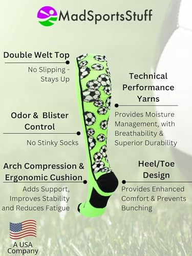MadSportsStuff Crazy Soccer Socks with Soccer Balls over the calf (Neon Green/Black, Small) - Image 3