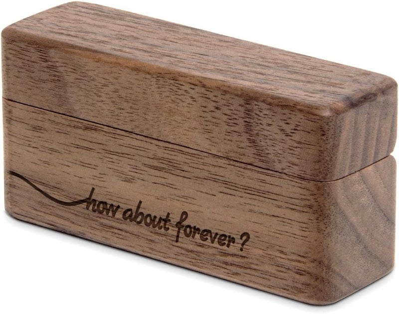 Wislist Wooden Engraved Ring Box for Proposal Wedding Ceremony 2 Ring Holder Village Fashion Jewelry Box(How about forever) - Image 2