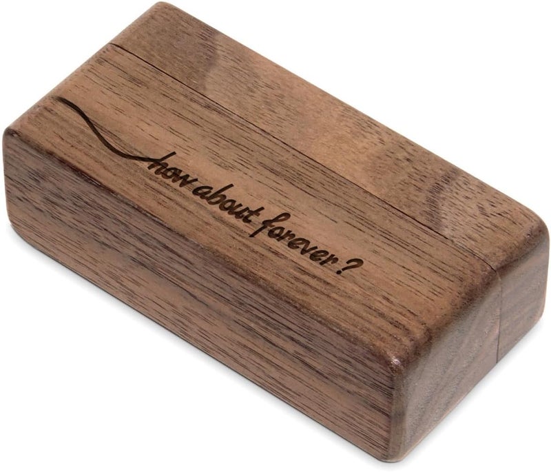 Wislist Wooden Engraved Ring Box for Proposal Wedding Ceremony 2 Ring Holder Village Fashion Jewelry Box(How about forever) - Image 3