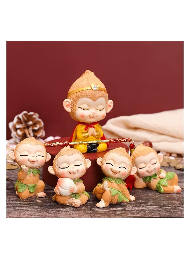 عام تمثال ملك القرد 5 قطع - تمثال ملك القرد القابل للتحصيل - شخصية قرد لطيفة - ديكور منزل - تمثال ملك القرد - تمثال شخصية ملك القرد - هدية رائعة - مادة الراتينج - Image 1