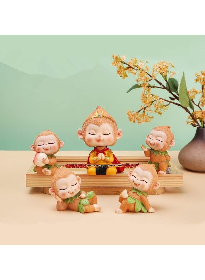 عام تمثال ملك القرد 5 قطع - تمثال ملك القرد القابل للتحصيل - شخصية قرد لطيفة - ديكور منزل - تمثال ملك القرد - تمثال شخصية ملك القرد - هدية رائعة - مادة الراتينج - Image 2