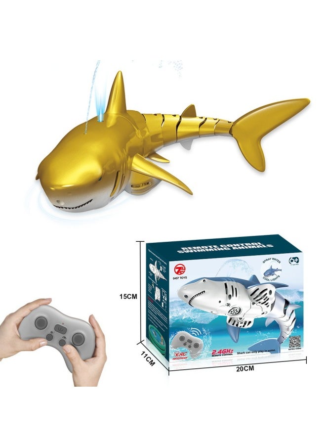 Generic - Remote Control Blue Whale Water Jet Electric Devil Fish Speedboat Bionic Diving Fish Remote Control Boat Toy Wholesale-Colors:2.4g Flat Head Golden Whale (including 3.7v700 Mah Battery) - Image 1