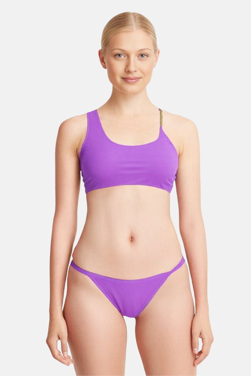 RIVER ISLAND Women Plus Size Padded Solid Bikini Top, Purple - Image 1