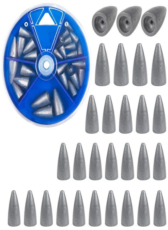 SILANON Bullet Fishing Sinkers Weights Slip Sinkers Kit-29pcs Fishing Worm Weights Assorted Set for Bass Fishing Saltwater - Image 1