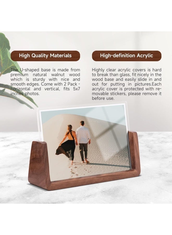4x6 picture frames, Solid Rustic Wooden Photo Frames with Walnut Wood Base and High Definition Acrylic Glass Covers, for Tabletop or Desktop Display - Image 2