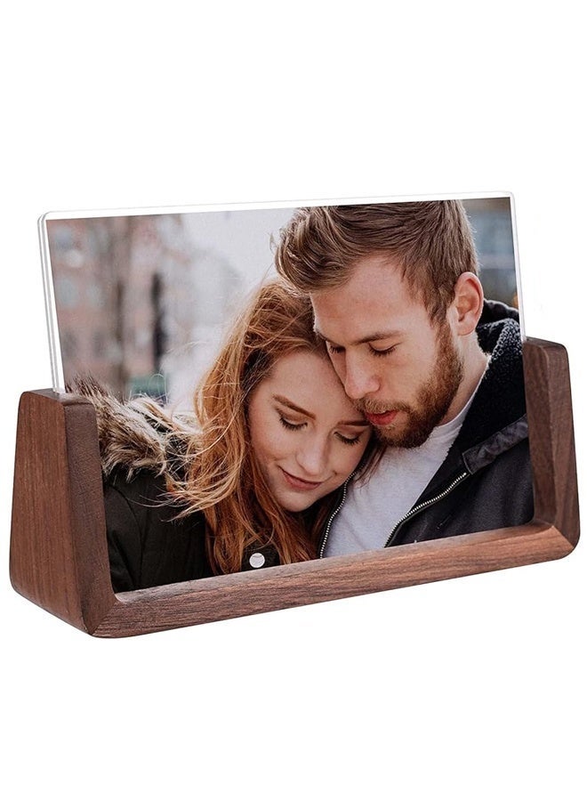 4x6 picture frames, Solid Rustic Wooden Photo Frames with Walnut Wood Base and High Definition Acrylic Glass Covers, for Tabletop or Desktop Display - Image 1