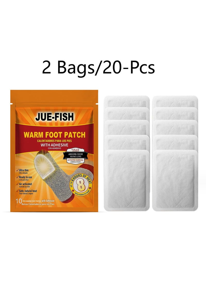JUE-FISH 20-Pcs Warm Foot Patch Up to 8 Hours of Heat for Heating and Keeping Feet Warm - Image 1