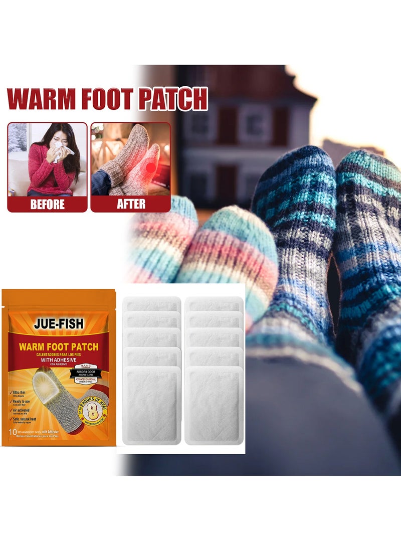 JUE-FISH 20-Pcs Warm Foot Patch Up to 8 Hours of Heat for Heating and Keeping Feet Warm - Image 2