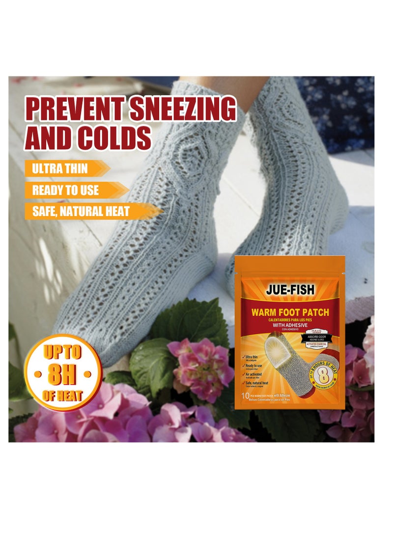 JUE-FISH 20-Pcs Warm Foot Patch Up to 8 Hours of Heat for Heating and Keeping Feet Warm - Image 3