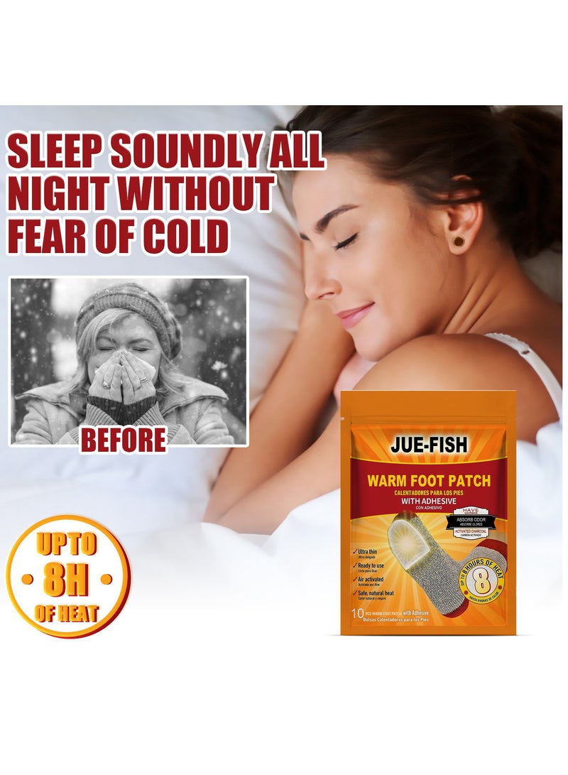 JUE-FISH 20-Pcs Warm Foot Patch Up to 8 Hours of Heat for Heating and Keeping Feet Warm - Image 4