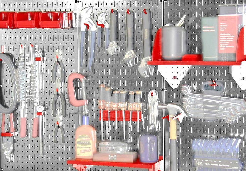 Wall Control 30WRK400GVR 4-Feet Metal Pegboard Standard Tool Storage Kit with Galvanized Toolboard and Red Accessories - Image 4