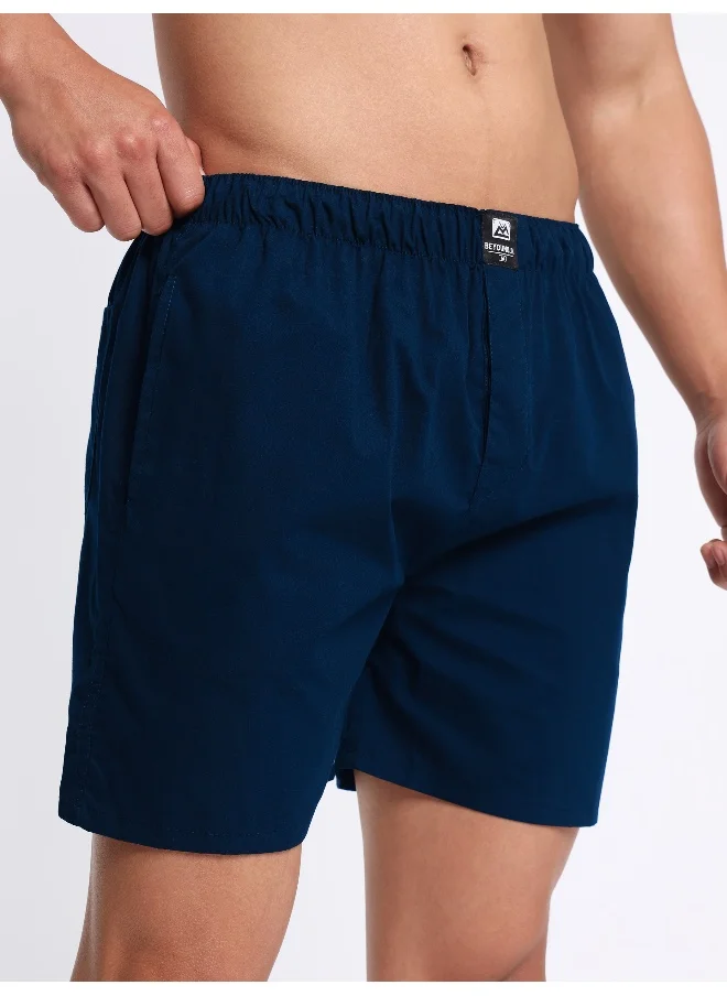 Beyoung Plain Navy Blue Mens Boxer