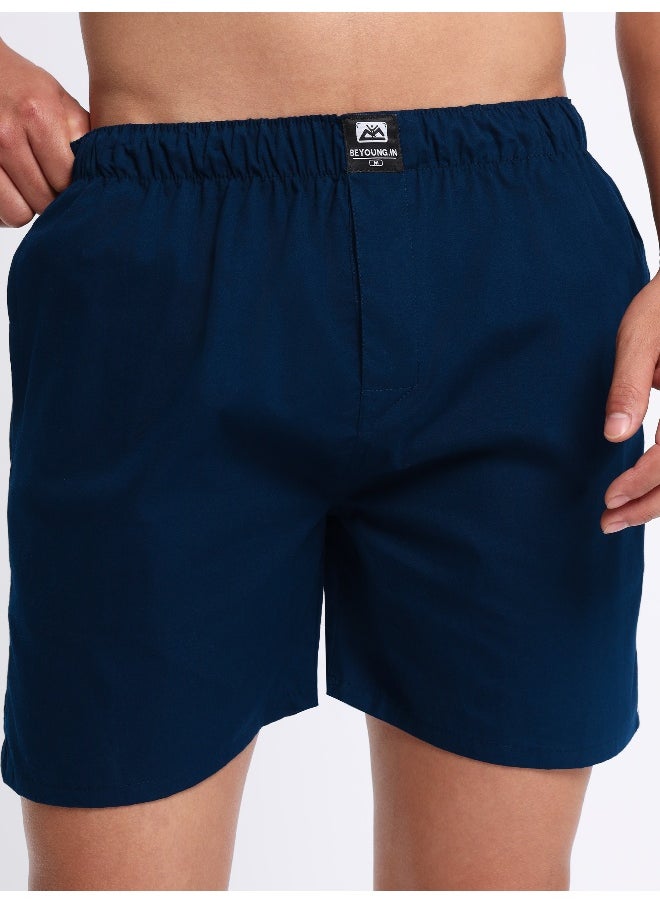 Beyoung Plain Navy Blue Mens Boxer  - Image 5