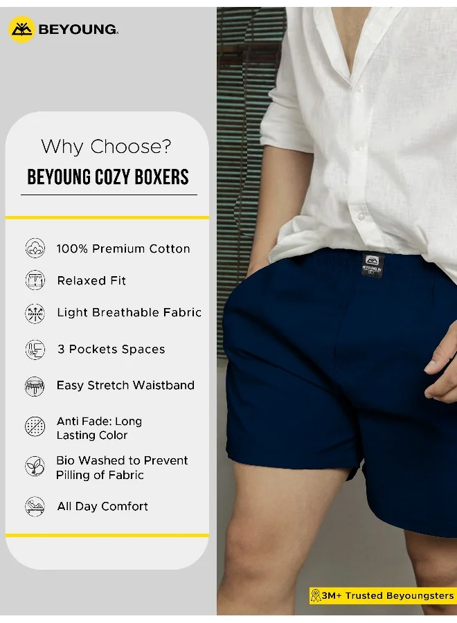 Beyoung Plain Navy Blue Mens Boxer