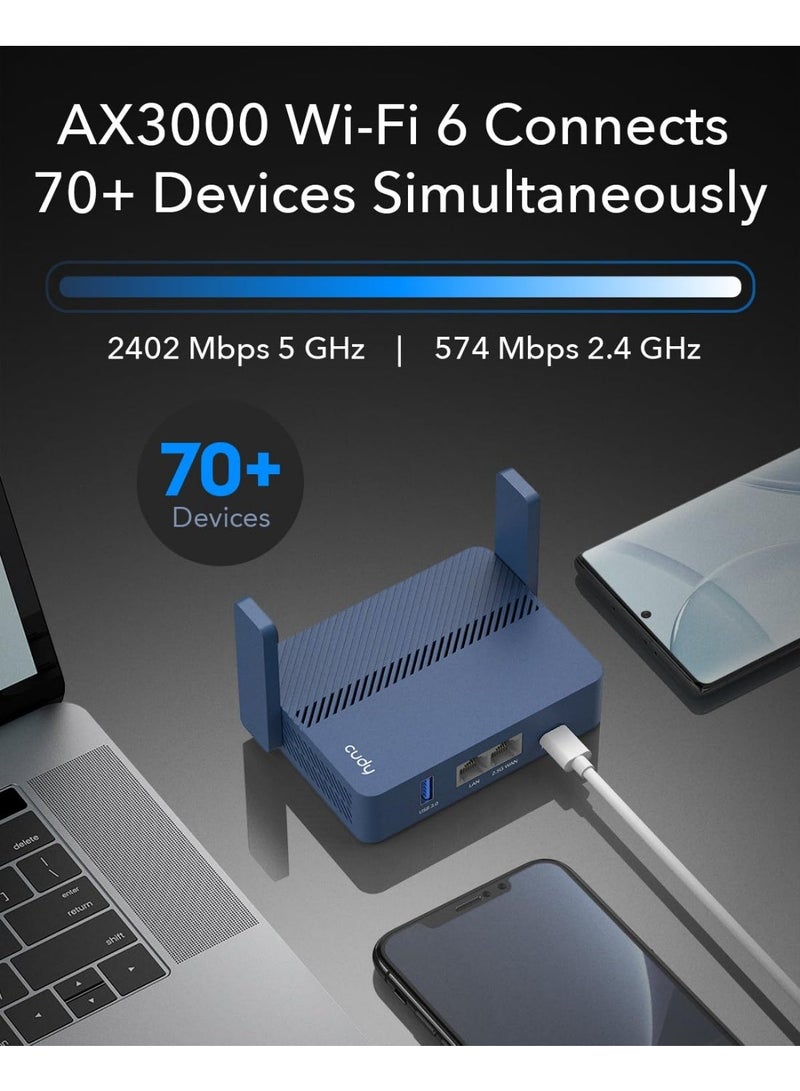 Cudy AX3000 Pocket-Sized Wi-Fi 6 Wireless 2.5Gb Travel Router | WiFi Router | OpenVPN, Wireguard, Connect to Public & Hotel Wi-Fi login Page, RV (Cudy TR3000) - Image 3