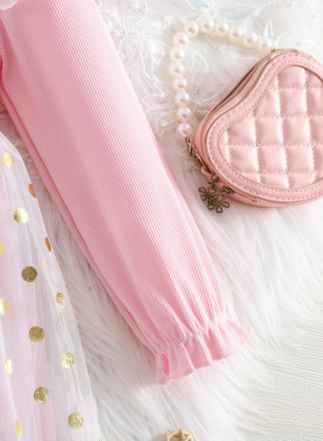 تايك تو فستان شبكي بأكمام طويلة وتفاصيل فيونكة وطبقات مكشكشة - Image 3