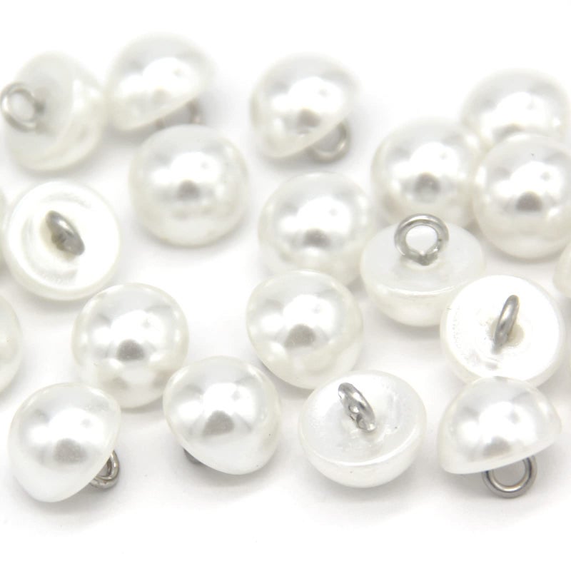 USOSOU 10mm Half Domed Pearl Buttons SemiCircle White Faux Pearl Buttons for Sewing Shirts Skirts Wedding Dresses Jewelry Decorations DIY Crafts 50pcs 10mm0394inch