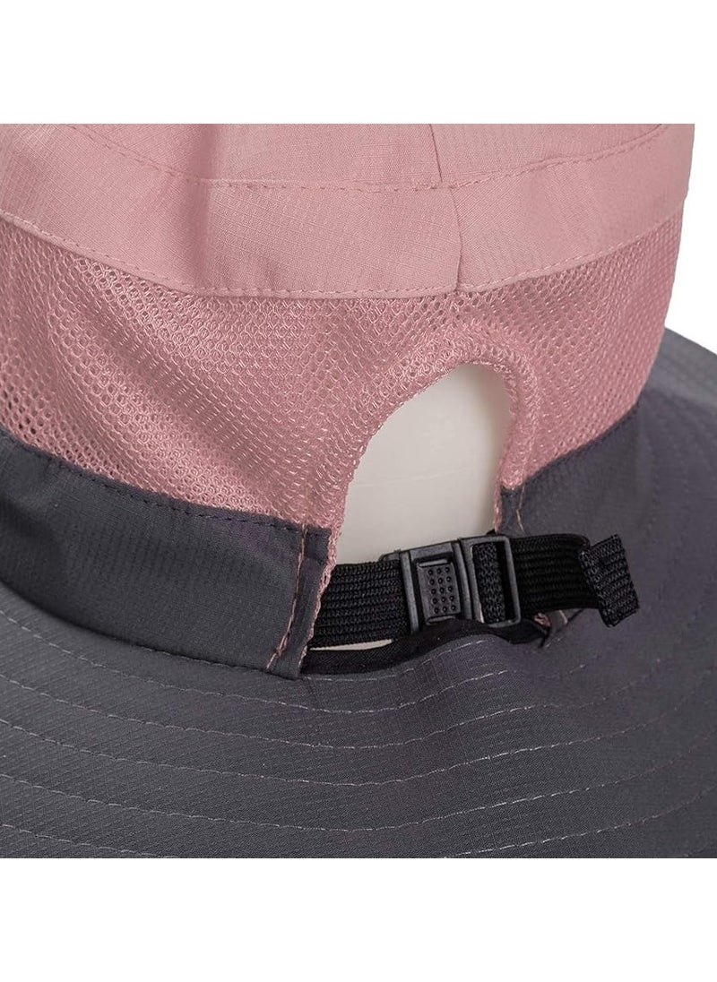 Goolsky Ponytail Sun Bucket Hats for Women UV Protection Foldable Mesh Wide Brim Hiking Beach Fishing Summer Safari  - Image 4
