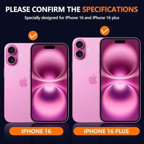 KEKOZE Camera Lens Protector Compatible With iPhone 16 and iPhone 16 Plus � Full Coverage 9H Tempered Glass with Metal Plate, HD Clear, Joint Camera Ring Protector - Pink - Image 2