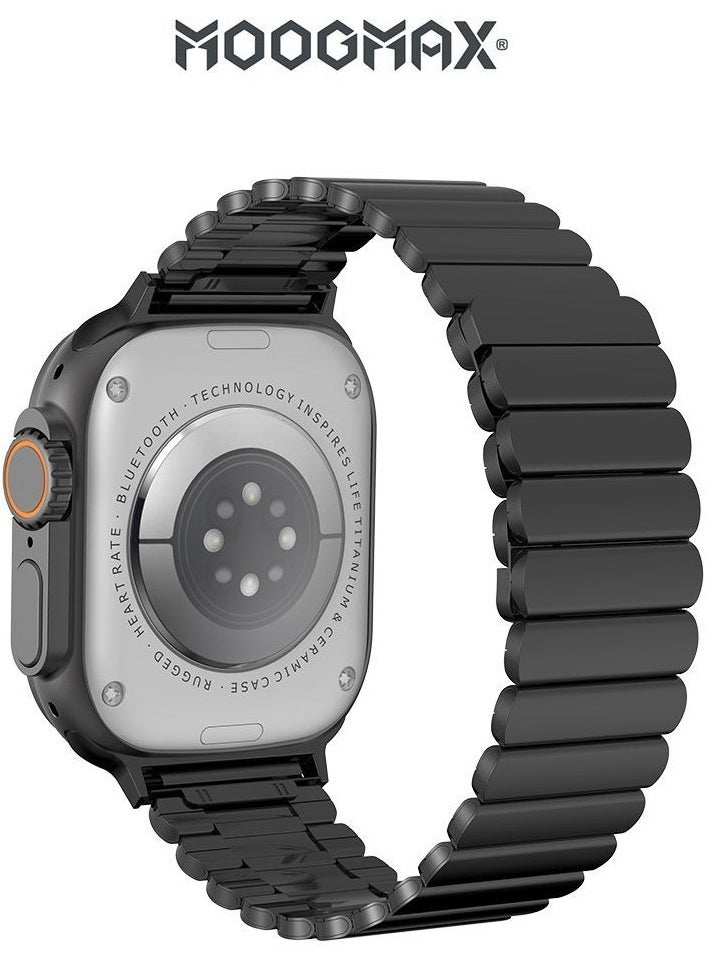 MOOGMAX - MoogMax (2nd Gen) ultra watch. IPX6 Water-resistant watch ultra. Smart touch watch with gesture-based call answering & answering from the watch using the built-in mic. smart watch ultra with a watch mobile app. Smart sports watch with all fitness measurements. smartwatch with wireless charging. Black - Image 1