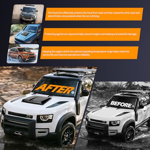 DREAMOTOR Hood Scoops For Cars, Universal Hood Scoop Vents, Automotive Hood Scoops for Trucks Compatible with F150 F250 F350 GMC Sierra 1500 2500 Dodge Ram 1500 2500 Toyota Tundra Jeep Wrangler - Image 4