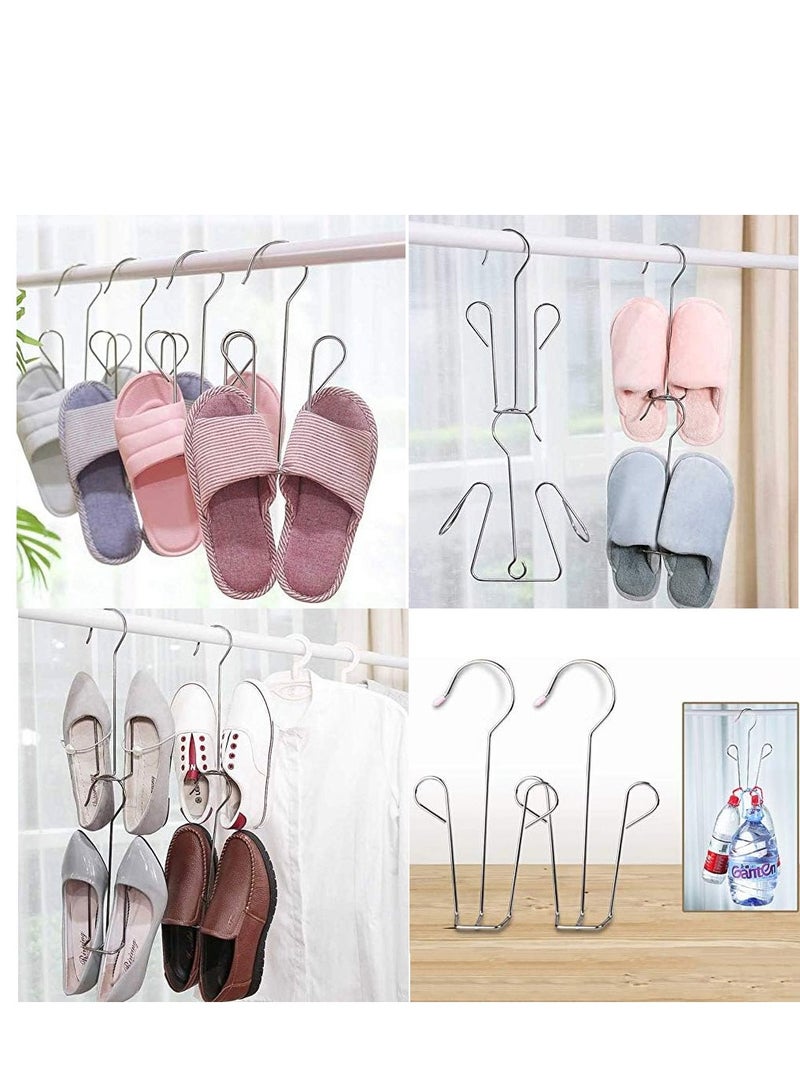 SYOSI حامل حذاء من الفولاذ المقاوم للصدأ رف تجفيف 3 عبوات تصميم خطاف مزدوج لتجفيف الأحذية الجلدية متعددة الوظائف منظم تخزين مضاد للصدأ للخزانة - Image 2