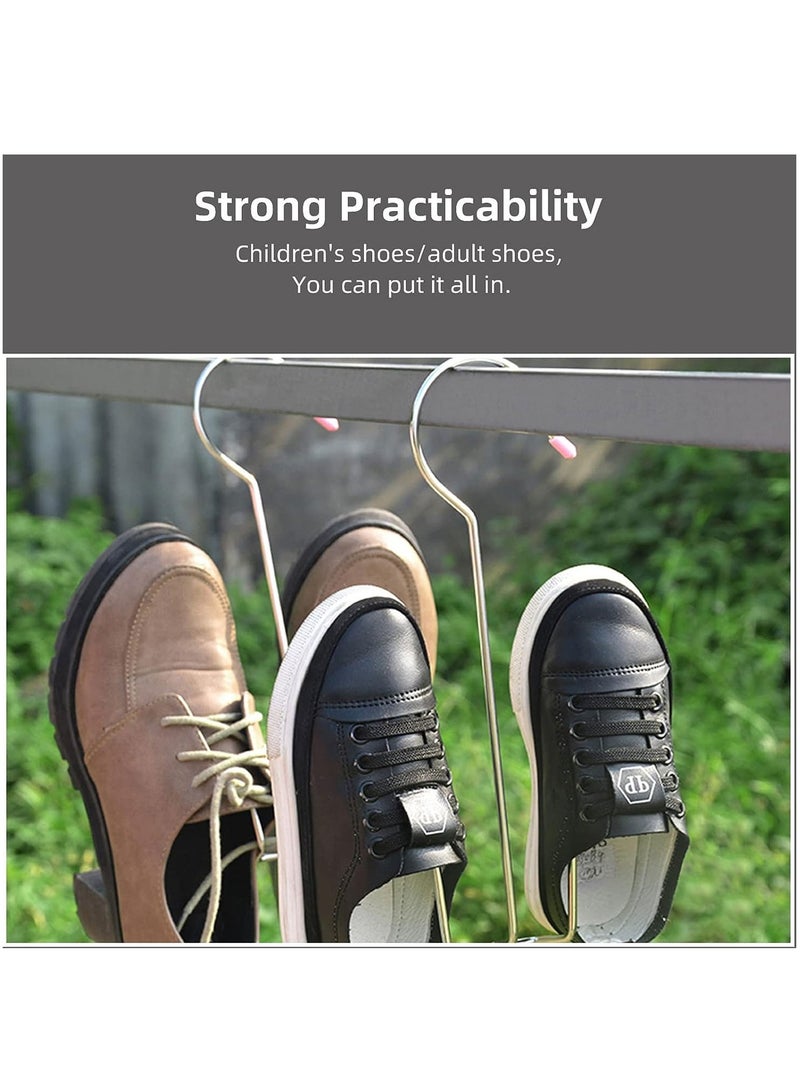 SYOSI حامل حذاء من الفولاذ المقاوم للصدأ رف تجفيف 3 عبوات تصميم خطاف مزدوج لتجفيف الأحذية الجلدية متعددة الوظائف منظم تخزين مضاد للصدأ للخزانة - Image 4