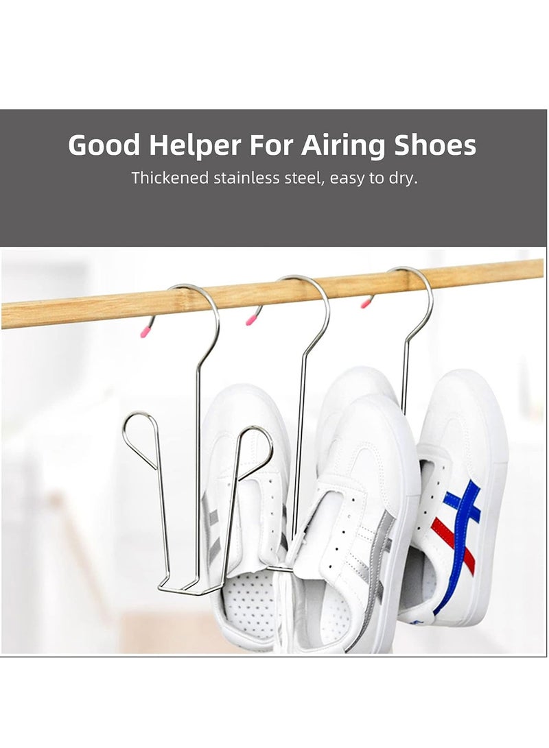 SYOSI حامل حذاء من الفولاذ المقاوم للصدأ رف تجفيف 3 عبوات تصميم خطاف مزدوج لتجفيف الأحذية الجلدية متعددة الوظائف منظم تخزين مضاد للصدأ للخزانة - Image 3
