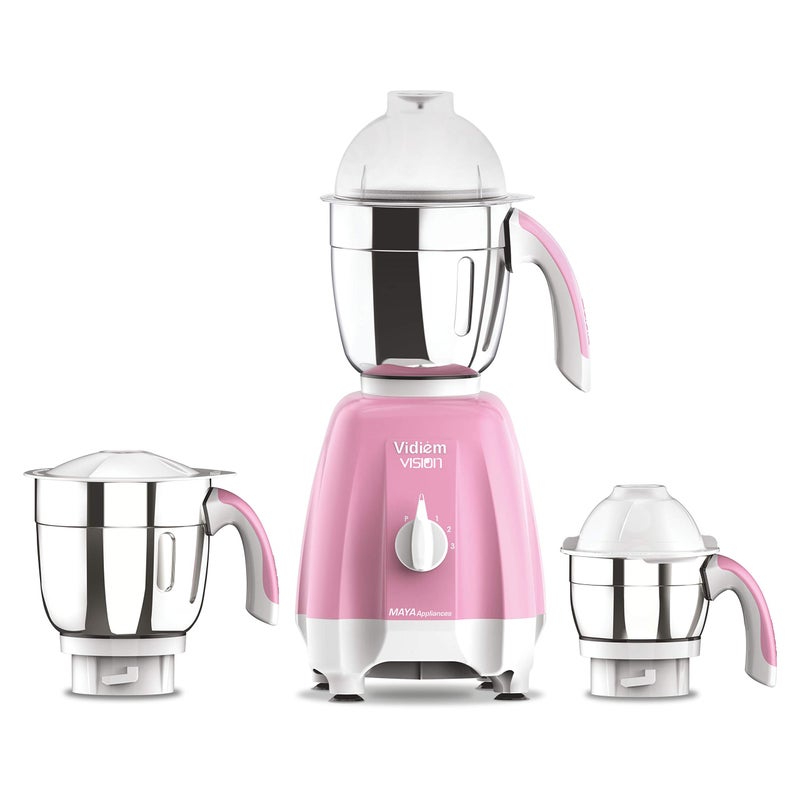 Vidiem Acrylonitrile Butadiene Styrene Mixer Grinder (Pink) 580 A Vision | Mixer Grinder 650 Watt With 3 Leakproof Jars With Self-Lock For Wet & Dry Spices, Chutneys & Curries | 5 Years Warranty - Image 4