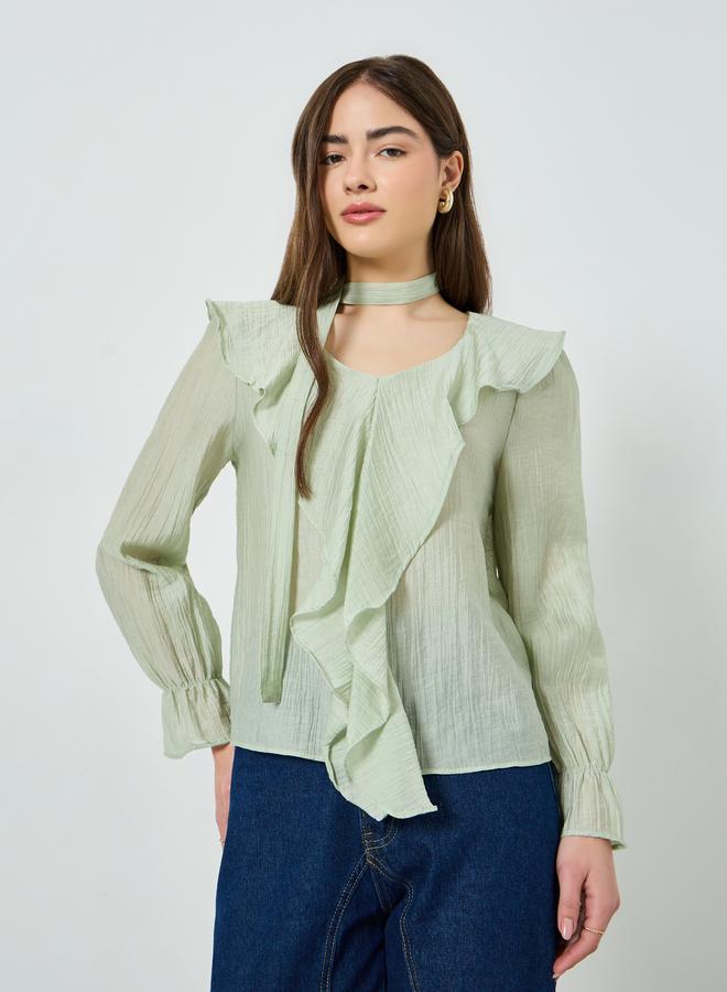 ستايلي بلوزة بكرانيش وأكمام طويلة - Image 3