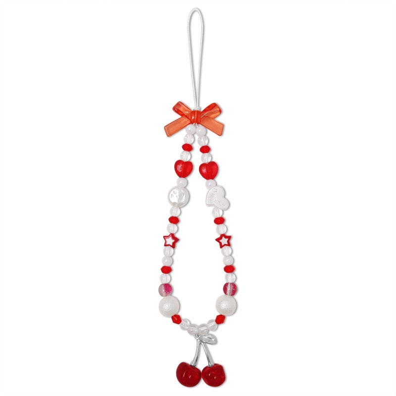 cioatu Phone Charms Cute Cherry Butterfly Cell Phone Lanyard Strap Wrist Strap for Bag Airpods Camera Pendants Decor (Glitter Cherries) - Image 1