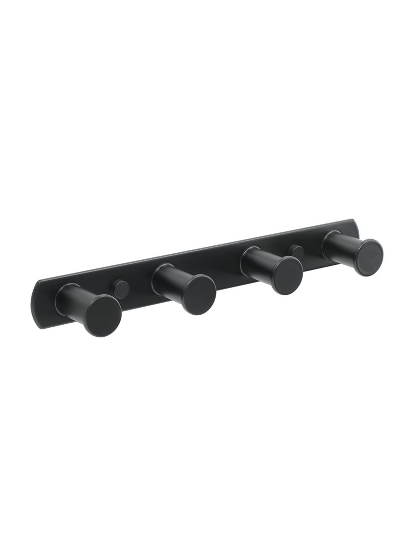 Excefore Wall Mounted Coat Hooks, Door Hooks, for Hanging Towels Keys Heavy Duty Coat Rack, Stainless Steel Punch Hooks, with 4 Hooks, for Bathroom Bedroom (Black)  - Image 1