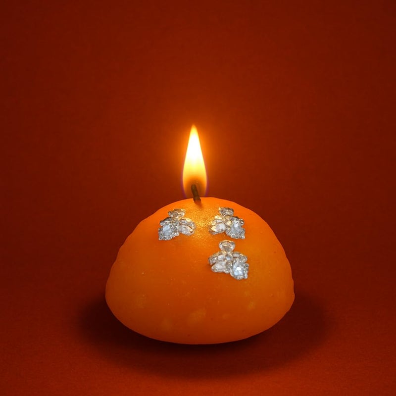 CraftVatika Candles for Diwali Decoration Set of 12, Soy Wax Candles Festive Decor Item with Laddu Unique Candle Shape Pooja Decoration Items for Home,Festive Diya Gifts Friends Family(Pack of 12) - Image 2