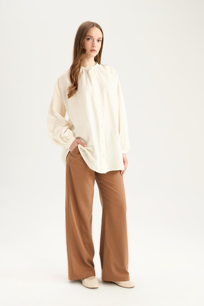 DeFacto Woman Flexible Waist Laced Basic Wide Leg Trousers - Image 2