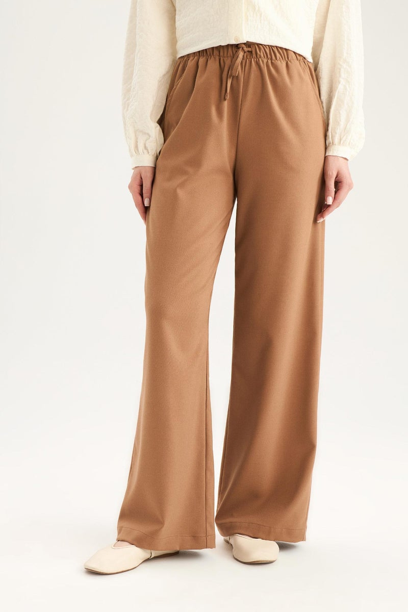 DeFacto Woman Flexible Waist Laced Basic Wide Leg Trousers - Image 1