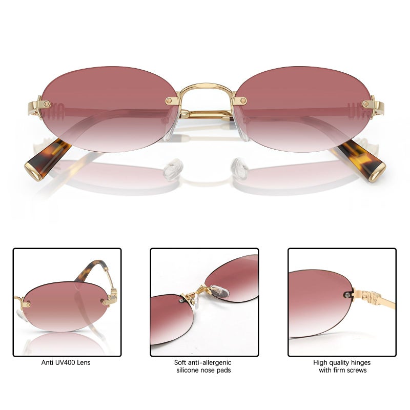 TYA Retro Small Oval Sunglasses for Women Men, 2026 Trendy Rimless Sun Glasses Fashion Narrow Shades Y2K Designer Sunnies - Image 5