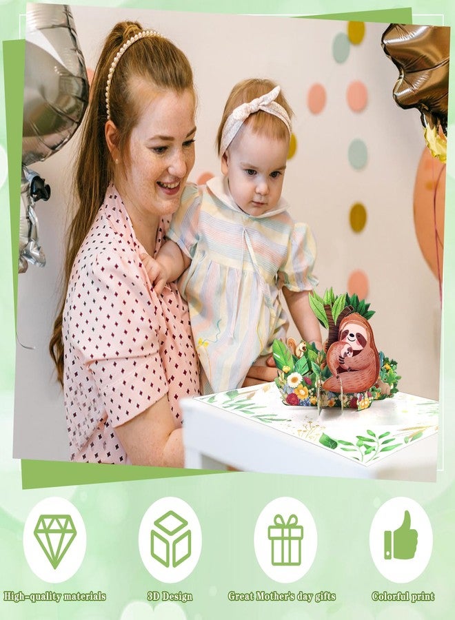 WhatSign بطاقة معايدة منبثقة لعيد الأم من WhatSign - بطاقة معايدة ثلاثية الأبعاد على شكل كسلان لأول مرة للأم الجديدة، هدية "أحبك يا أمي" مع ظرف - Image 5