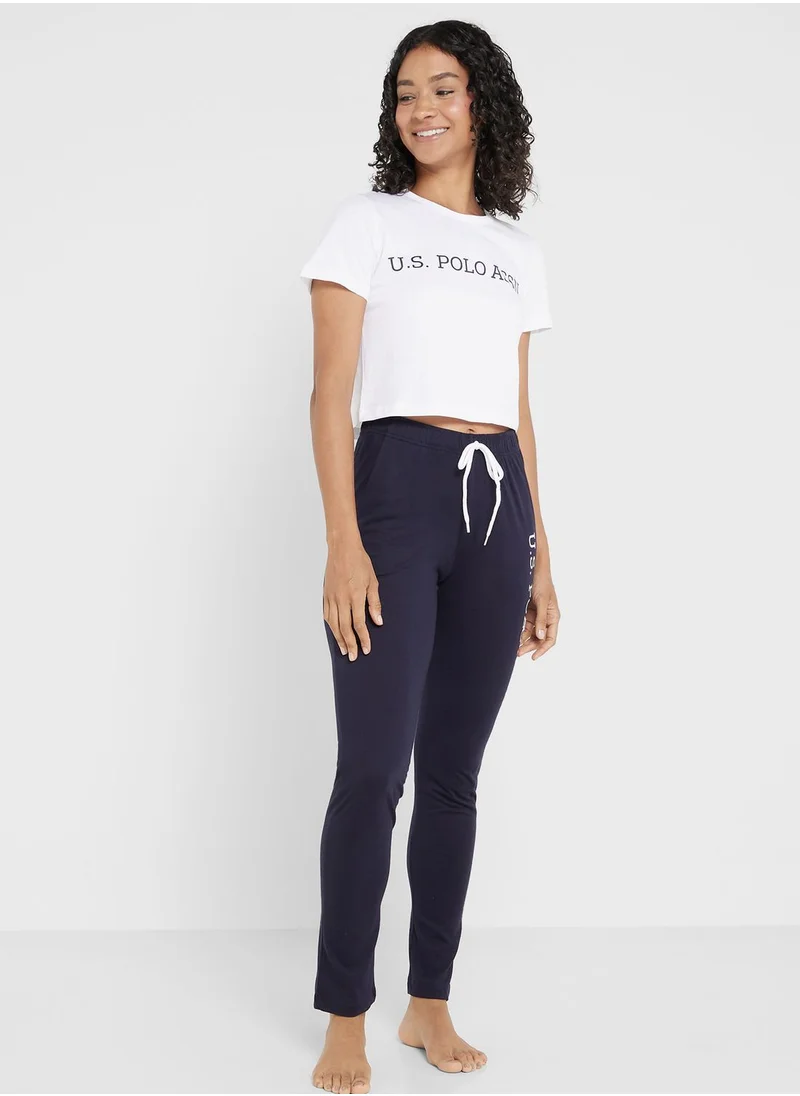 يو اس بولو اسن Logo Drawstring Sweatpants