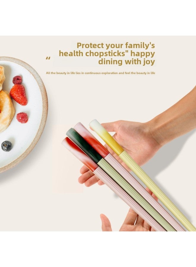 Source 2024 High-end Household Macaron Color Imitation Jade High Temperature Alloy Chopsticks-Color:Macaron Color Amber Chopsticks 5 Pairs In Card Bag  - Image 5